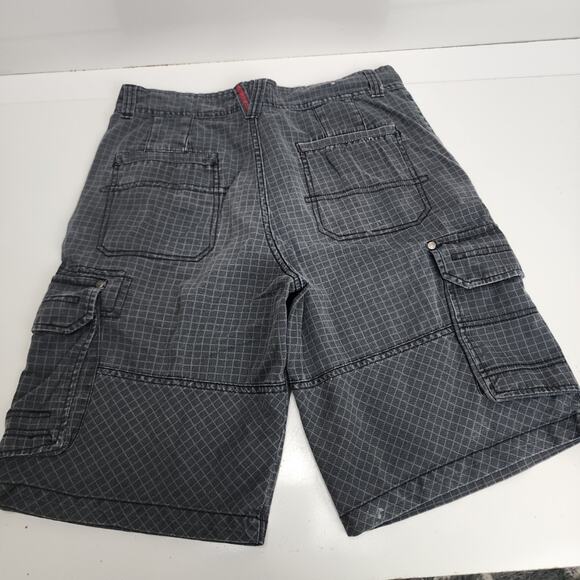 OP Ocean Pacific Y2K Black Red Gray Checkered Cargo Skater Wear Shorts Men's 32 - Picture 2 of 8